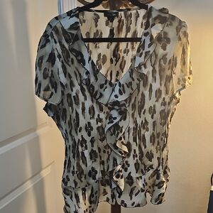 East 5th Animal Print Ruffle Blouse